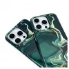 Evelatus Apple iPhone 15 Pro PC dėklas su individualiu marmuro raštu tamsiai žalias