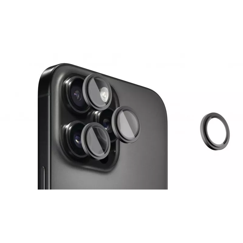 Evelatus Apple iPhone 16 Pro / 16 Pro Max fotoaparato objektyvo apsauga Armor juodas titanas