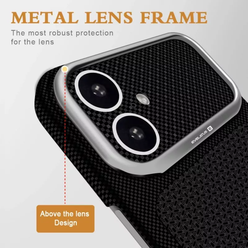 Evelatus Apple iPhone 17 Carbon Premium Edition MagSafe dėklas juodos spalvos