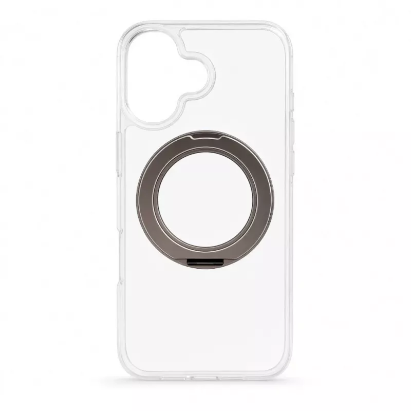 Evelatus Apple iPhone 17 hibridinis dėklas su MagSafe PC+TPU 360 metaliniu stoveliu, permatomas