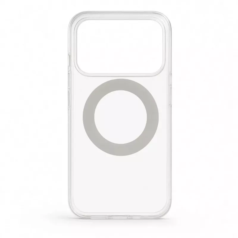 Evelatus Apple iPhone 17 Pro hibridinis dėklas su MagSafe PC+TPU 360° metaliniu stovu, permatomas