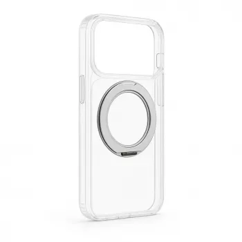 Evelatus Apple iPhone 17 Pro hibridinis dėklas su MagSafe PC+TPU 360° metaliniu stovu, permatomas