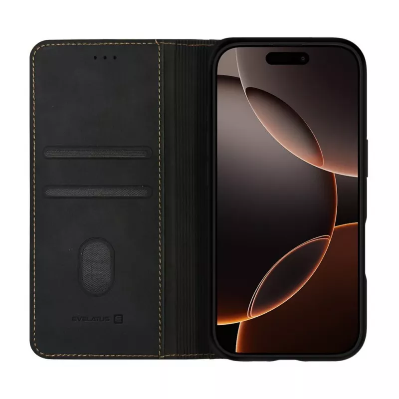 Evelatus Apple iPhone 18 Pro knyginis dėklas juodas