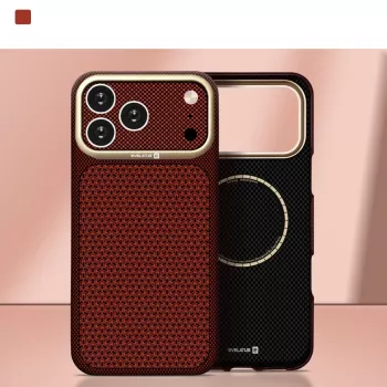 Evelatus Apple iPhone 18 Pro Max anglies pluošto Premium Edition MagSafe dėklas bordo spalvos