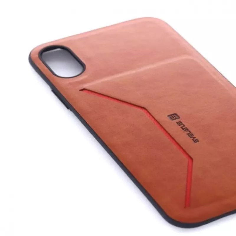 Evelatus Apple iPhone X Nobel Brown folio dėklas su pinigine