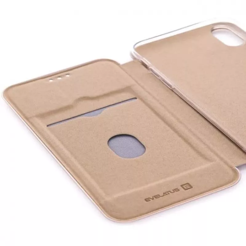 Evelatus Apple iPhone XR knygos tipo dėklas auksinis