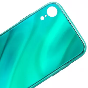 Evelatus Apple iPhone XR Water Ripple Full Color Electroplating Tempered Glass Case Green