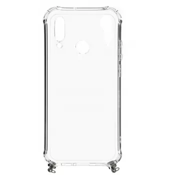 Evelatus Huawei P30 Lite permatomas silikoninis dėklas su TPU pakabinimo dirželiu, kosminė pilka