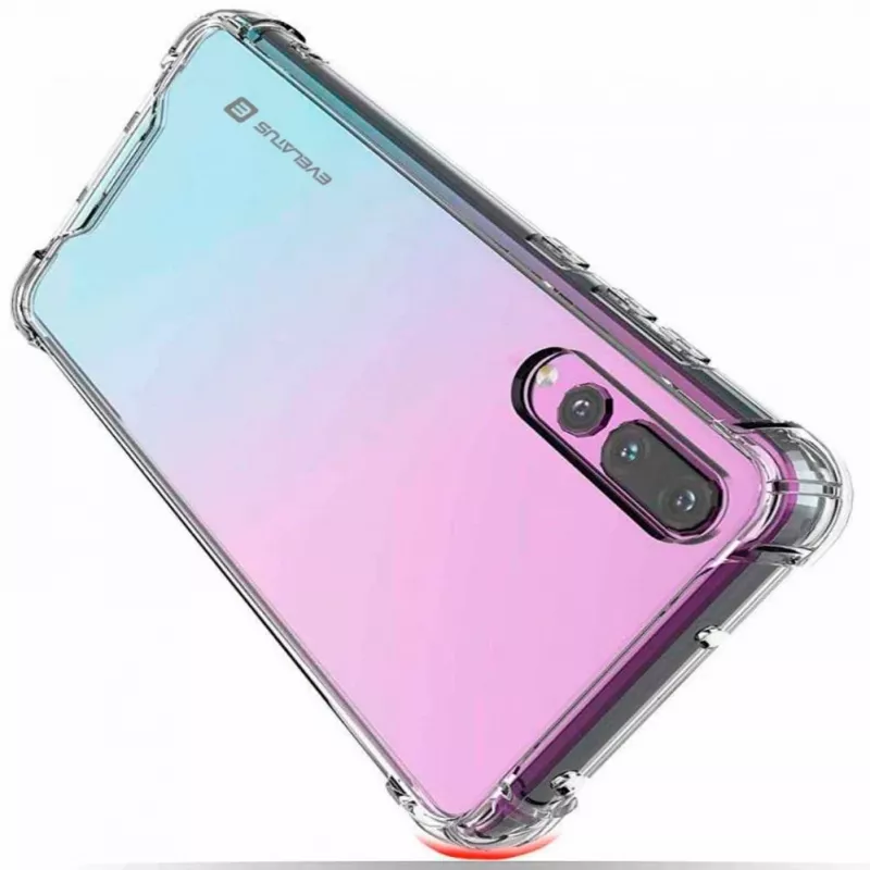 Evelatus Huawei P30 karinės klasės smūgiams atsparus silikoninis dėklas TPU permatomas
