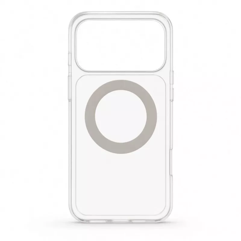 Evelatus hibridinis dėklas su MagSafe ir 360° metaliniu stoveliu, skirtas iPhone 17 Pro Max, permatomas