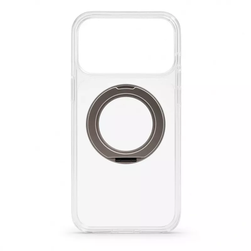 Evelatus hibridinis dėklas su MagSafe ir 360° metaliniu stoveliu, skirtas iPhone 17 Pro Max, permatomas