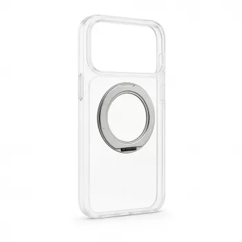 Evelatus hibridinis dėklas su MagSafe ir 360° metaliniu stoveliu, skirtas iPhone 17 Pro Max, permatomas