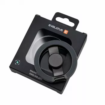 Evelatus Magnetinis telefono metalinis žiedo laikiklis juodas