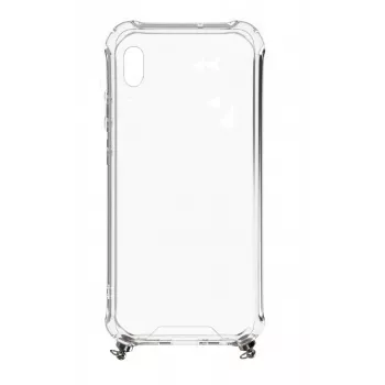Evelatus Samsung Galaxy A10 Silicone Transparent with Necklace TPU Strap Silver