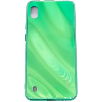 Evelatus Samsung Galaxy A10 Water Ripple Full Color Electroplating Tempered Glass Case Green