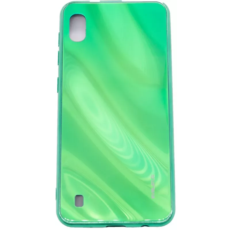 Evelatus Samsung Galaxy A10 Water Ripple Full Color Electroplating Tempered Glass Case Green