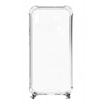 Evelatus Samsung Galaxy A20e Silicone Transparent with Necklace TPU Strap Gold