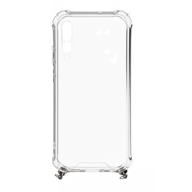 Evelatus Samsung Galaxy A50 Silicone Transparent with Necklace TPU Strap Silver