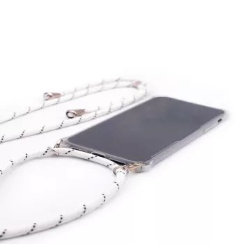 Evelatus Samsung Galaxy A50s dėklas su virvele White Stripes permatomas