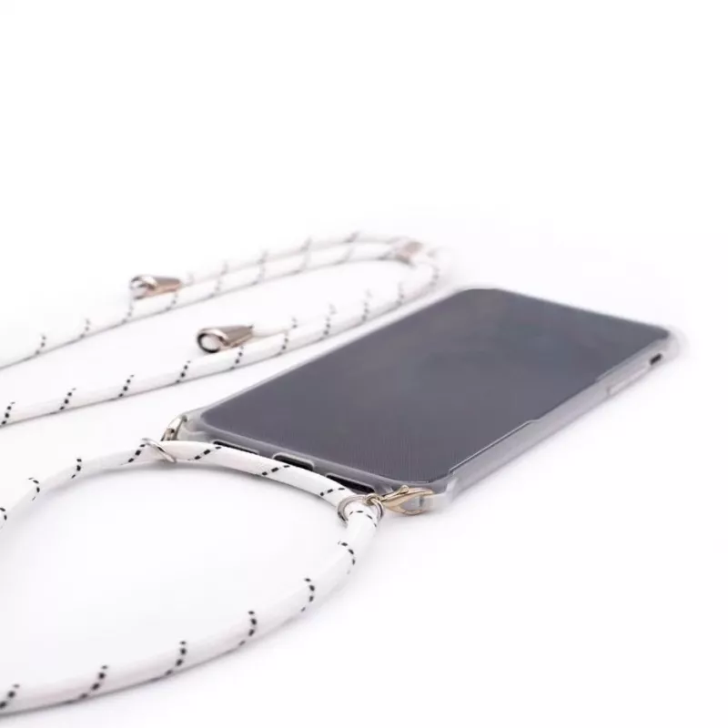 Evelatus Samsung Galaxy A50s dėklas su virvele White Stripes permatomas