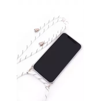 Evelatus Samsung Galaxy A50s dėklas su virvele White Stripes permatomas