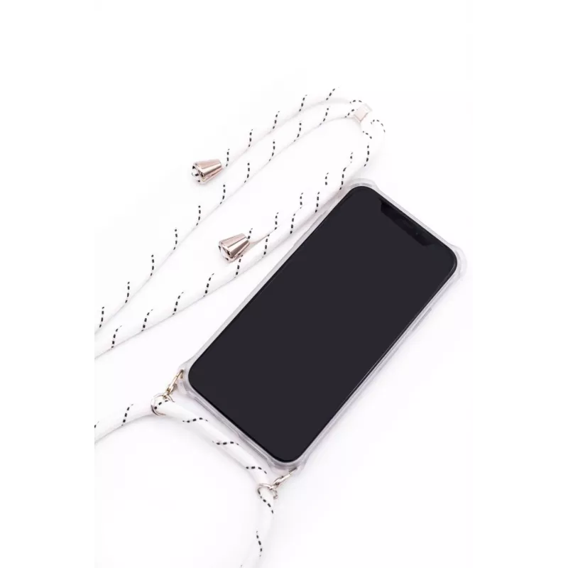 Evelatus Samsung Galaxy A50s dėklas su virvele White Stripes permatomas