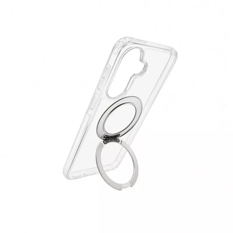 Evelatus Samsung Galaxy A57 hibridinis dėklas su MagSafe PC+TPU 360 metaliniu stoveliu, permatomas