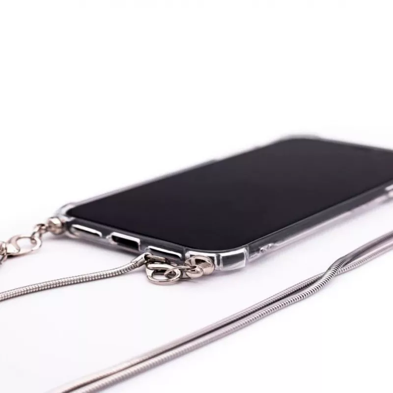 Evelatus Samsung Galaxy S10 Silicone Transparent with Necklace TPU Strap Silver