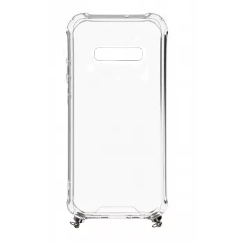 Evelatus Samsung Galaxy S10e Silicone Transparent with Necklace TPU Strap Gold