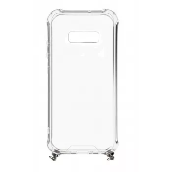 Evelatus Samsung Galaxy S10e Silicone Transparent with Necklace TPU Strap Silver