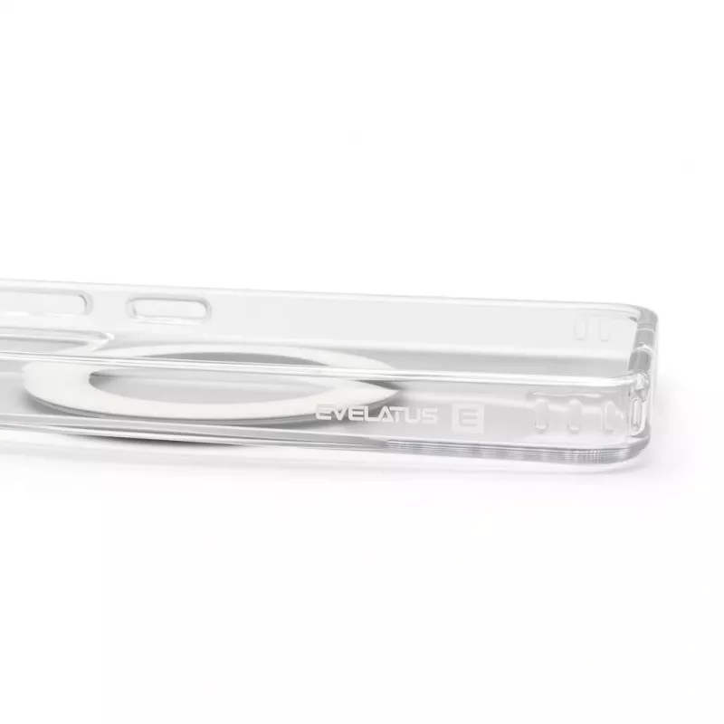 Evelatus Samsung Galaxy S26 hibridinis dėklas su MagSafe PC+TPU 360 metaliniu stoveliu, permatomas