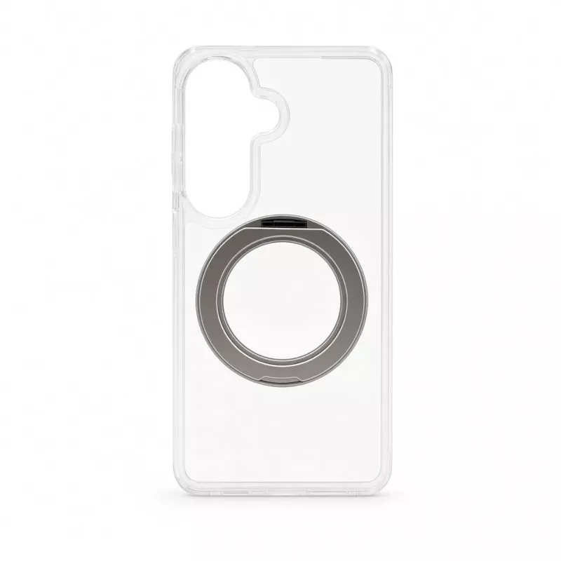Evelatus Samsung Galaxy S26 hibridinis dėklas su MagSafe PC+TPU 360 metaliniu stoveliu, permatomas