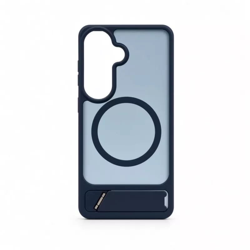 Evelatus Samsung Galaxy S26 guminis MagSafe dėklas su stoveliu, tamsiai mėlynas