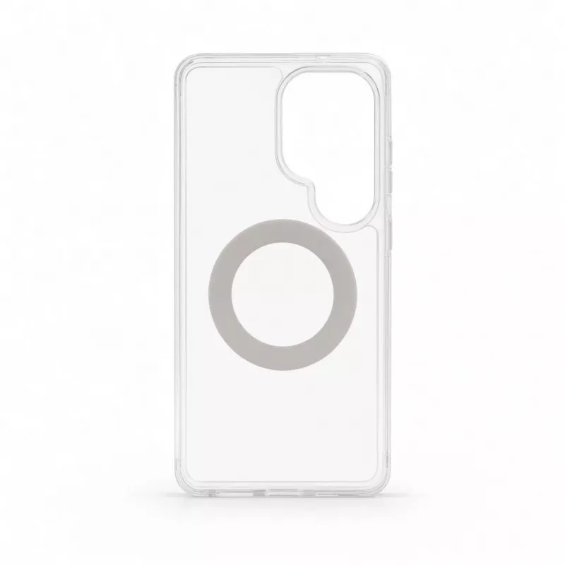 Evelatus Samsung Galaxy S26 Ultra hibridinis dėklas su MagSafe PC+TPU 360 metaliniu stoveliu, permatomas