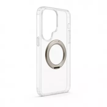Evelatus Samsung Galaxy S26 Ultra hibridinis dėklas su MagSafe PC+TPU 360 metaliniu stoveliu, permatomas