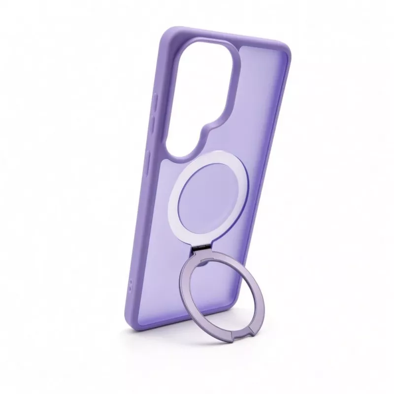 Evelatus Samsung Galaxy S26 Ultra apsauginis dėklas su MagSafe ir stovu, matinis žiedas, levandų violetinė