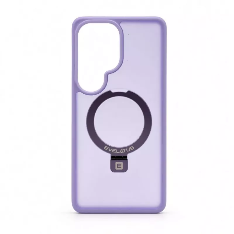 Evelatus Samsung Galaxy S26 Ultra apsauginis dėklas su MagSafe ir stovu, matinis žiedas, levandų violetinė