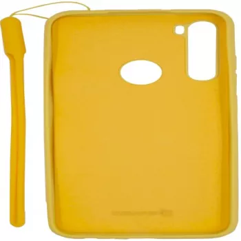 Evelatus Soft Touch Silicone Case with Strap for Xiaomi Redmi Note 8 / Redmi Note 8 2021 - Geltona