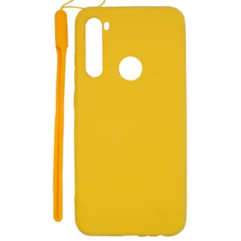 Evelatus Soft Touch Silicone Case with Strap for Xiaomi Redmi Note 8 / Redmi Note 8 2021 - Geltona