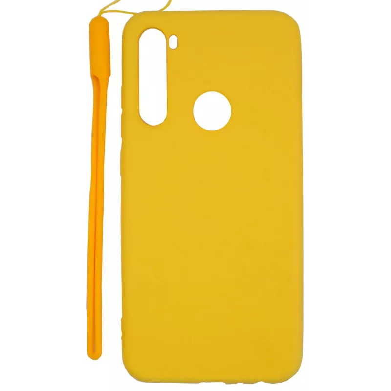 Evelatus Soft Touch Silicone Case with Strap for Xiaomi Redmi Note 8 / Redmi Note 8 2021 - Geltona