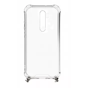 Evelatus Xiaomi Redmi Note 8 Pro Silicone Transparent Back Cover with TPU Necklace Strap Space Gray