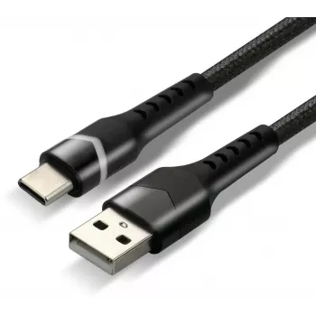 everActive CBB-1CBR USB-A į USB-C RGB LED pintas kabelis 1m 3A juodas