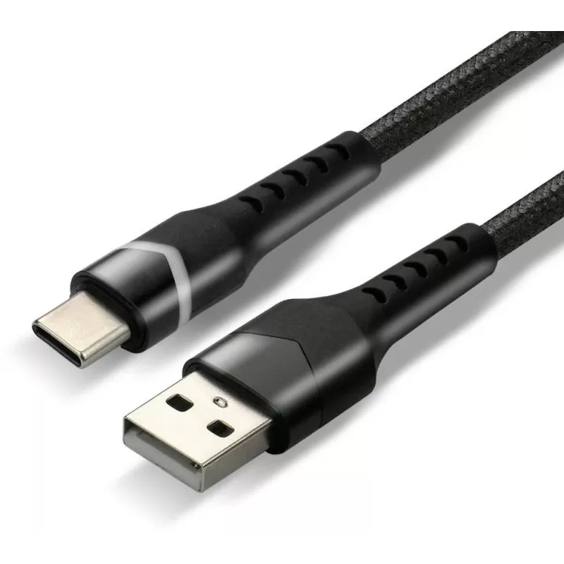 everActive CBB-1CBR USB-A į USB-C RGB LED pintas kabelis 1m 3A juodas
