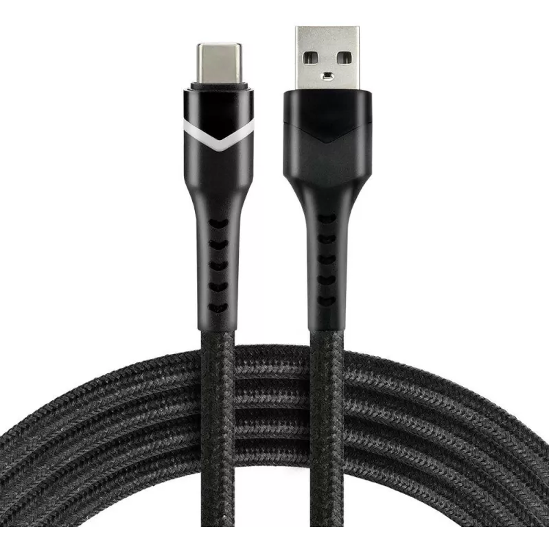 everActive CBB-1CBR USB-A į USB-C RGB LED pintas kabelis 1m 3A juodas