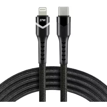 everActive CBB-1CIR USB-C į Lightning RGB LED laidas 1m 27W PD juodas