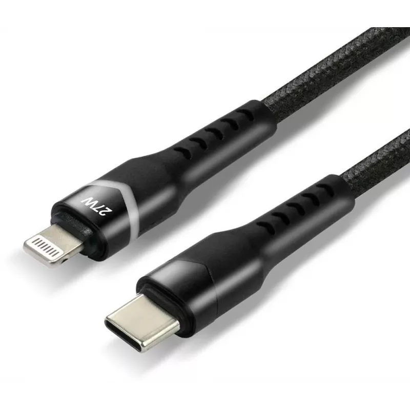 everActive CBB-1CIR USB-C į Lightning RGB LED laidas 1m 27W PD juodas