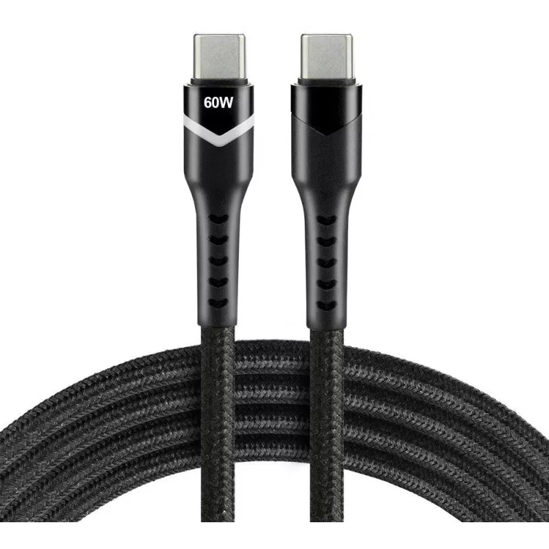 everActive CBB-2PDR USB-C į USB-C RGB LED pintas kabelis 2m 3A 60W juodas