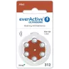 everActive ULTRASONIC 312 klausos aparatų baterijos (PR41, cinko-oro, 1,45 V, 170 mAh, be gyvsidabrio, 6 vnt. lizdinė pakuotė)