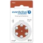everActive ULTRASONIC 312 klausos aparatų baterijos (PR41, cinko-oro, 1,45 V, 170 mAh, be gyvsidabrio, 6 vnt. lizdinė pakuotė)