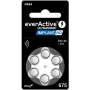 everActive ULTRASONIC IMPLANT HD 675 Cinko-oro klausos aparatų baterijos PR44 (6 vnt. pakuotė, be gyvsidabrio, 1,45 V, 650 mAh)
